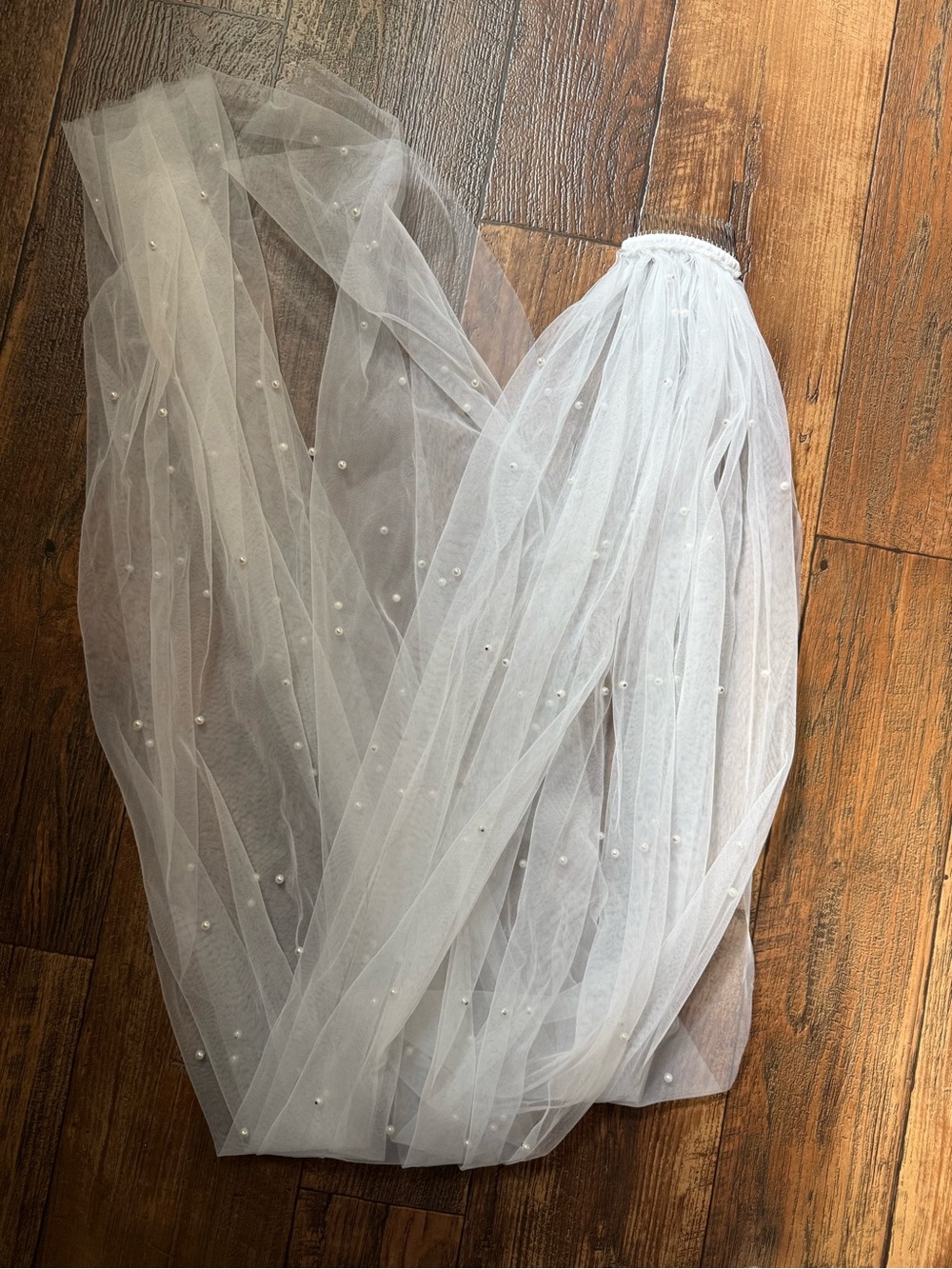 White Pearl-Embellished Bridal Veil